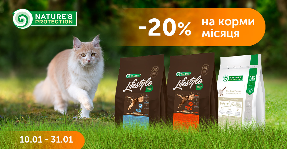 Знижка 20%* на акційні корми для котів